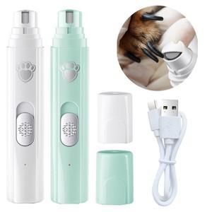 폴리 셔 휠이있는 전기 개 네일 그라인더 LED 라이트 애완 동물 발 손질을위한 500 MAh 2 속도 트리머