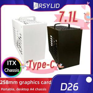 D26 A4 섀시 마더 보드 미니 ITX 게임 컴퓨터 50mm 라디에이터 지원 258mm 그래픽 카드 I7 17 19cm 케이스