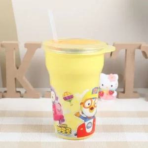 뽀로로 흘림방지스텐빨대컵(노란색) 유아용컵 유아빨대컵 아기빨대컵 아동빨대컵 캐릭터빨대컵 스텐빨대컵