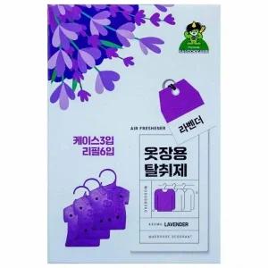 산도개비 옷장용 탈취제 라벤더 4ml x 6개입(케이스 3개 리필 6개)