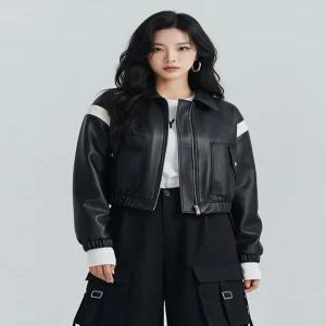 [플로우랩][플로우랩] 배색 포인트 에코 레더점퍼_FLJK003F25