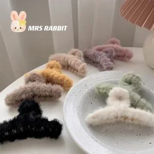 퍼 털 헤어집게 헤어 올림머리 반머리 겨울 가을 폼폼이 빅사이즈 헤어집게삔 페이크퍼 몽글이 벨벳 뽀글이