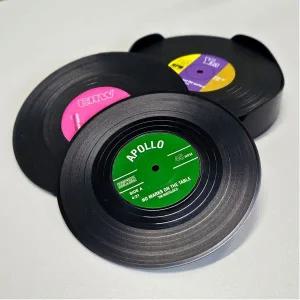 레트로 레코드 LP 티 컵 코스터 컵받침 12P 보관홀더