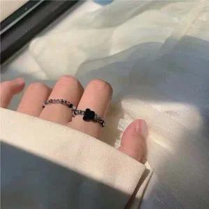 비즈 플라워 반지 진주 큐빅 원석 현아 봄 포인트 비비드 우정 소품샵 소품 블랙 레이어드