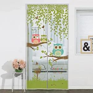 [다샵] 현관형 방문형 EVA 일체형자석 방풍 바람막이 커튼 행복부엉이 투명 100x210cm+찍찍이테이프 6EA+오픈고정자석(색상랜덤) 2SET