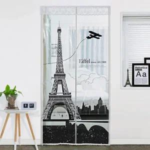 [다샵] 현관형 방문형 EVA 일체형자석 방풍 바람막이 커튼 에펠탑 투명 100x210cm+찍찍이테이프 6EA+오픈고정자석(색상랜덤) 2SET