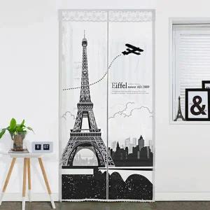 [다샵] 현관형 방문형 EVA 일체형자석 방풍 바람막이 커튼 에펠탑 반투명 100x210cm+찍찍이테이프 6EA+오픈고정자석(색상랜덤) 2SET