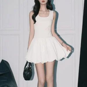 ONM 여성 벌룬 스커트 투피스 U넥 민소매 원피스 스