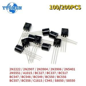 100/200pcs 트랜지스터 BC327 BC547 C1815 C945 S8050 2N2222 2N2907 2N5401 2N5551 A1015 TO-92 삼극관 NP