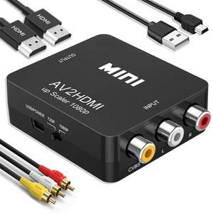 RCA에서 HDMI 변환기, 어댑터, 1080P 미니 RCA 복합 CVBS AV에서 비디오 오디오 변환기 어댑터 (N64 Wii PS2 PS3 Xbox VHS용) (RCA 포트가 있는 TV용 제외)