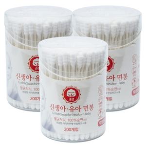 이지스 신생아 유아 면봉 멸균처리 양면헤드 200P 3개