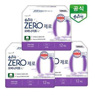 순수한면 생리대 제로 오버나이트 12P x 3팩