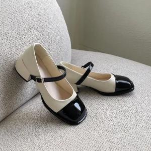 SOVO 마레타 메리제인 스트랩 발편한 미들통굽 펌프스 여성구두 5cm
