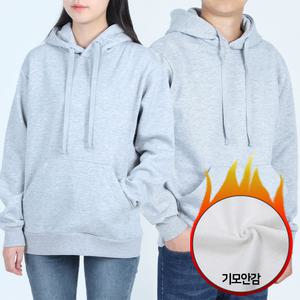 꽃중년 겨울 후드티 기모 회색 맨투맨 운동복 런닝복 얇은 커플 상의 빅사이즈