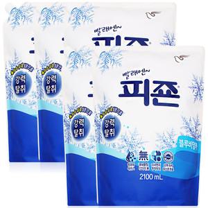 피죤 블루비앙카 2.1L 5개 , 섬유유연제 대용량 리필 용기 본품