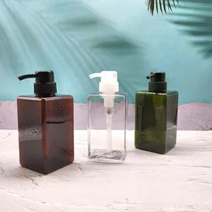 사각 펌프 디스펜서 450ml 그린/주방/세제통/샴푸/리필통/린스/욕실/화장실/다용도/빈용기/액체/물비누통