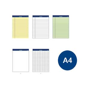 옥스포드 리갈패드 A4 노랑 연두 흰색 방안 무지 