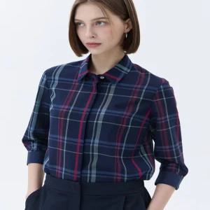 닥스 여성 24SS [클리어런스][스테디셀러]네이비 체크 긴팔셔츠 WKSH4BE21N3