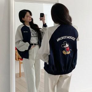 미키마우스 라글란 여성봄버 귀여운 캐릭터 집업자켓