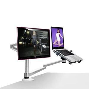 멀티미디어 데스크탑 듀얼 암, 25 인치 LCD 모니터 거치대 및 노트북 스탠드, 풀 모션 OA-7X