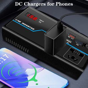 8 포트 소켓 200W 자동차 인버터 과부하 보호 전원 어댑터 USBPDType-C 충전기 DC 12V24V-AC 110V220V 변환