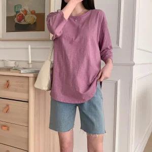 [하프클럽/]팔부긴팔티 라운드넥 바인딩 박스핏 면반팔 롱티