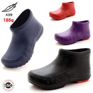 [초경량 186g 미끄럼방지 고무창 2.5cm] 안신은듯 가볍고 발볼편한 고무쿠션인솔 위생 주방 식당 생활방수 하이탑 고무장화 GIJ-하이원
