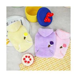 리타야 아이스크림 프린트 플리스 강아지 후드자켓