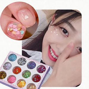12가지 네일 아트 손톱 글리터 하트 파츠 셀프 미니 DIY 세트
