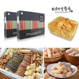 [아우트]전병+유과 선물세트 간식 설날 과자 보자기포장