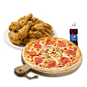 [피나치공] 뿌리공피치세트L(콤비네이션피자L+뿌리공치킨(뼈)+치즈크러스트+콜라1.25L)