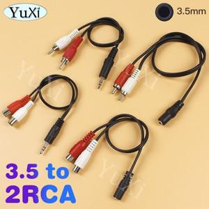 aux케이블 1Pc 3.5mm 잭 Aux-2 RCA 오디오 케이블 스테레오 Y 분배기 AV 어댑터 DVD VCR PC 전화 스피커 용