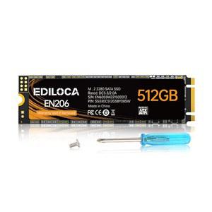 Ediloca EN206 512GB 3D NAND TLC M.2 SSD, 2280 SATA III 6Gb/s SSD 내장 하드 드라이브, 읽기/쓰기 속도 최대 550/460MB/s, 울트라북, 태블릿 컴퓨터 및 미니 PC와 호환 가능