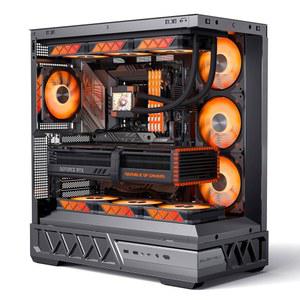 [미국배송] 야요어 게이밍 PC ATX 중형 타워 컴퓨터 케이스 호환되는 마이크로 ATX/미니 ITX 360도 수냉식/간단한 분리/백 플러그 메인 보드 지원 / 270 오션 뷰 룸 섀시- 블랙