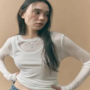 몽돌  SET  사이드 셔링 레이어드 티셔츠 화이트 MDTS067WHITE