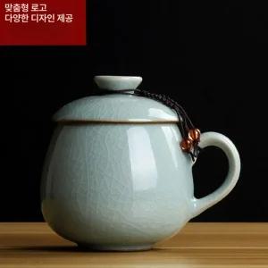 전통찻잔 쌍화차잔 도자기 찻잔 커피잔 국방색