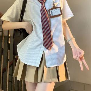 미국하이틴교복 영국 졸업사진 세트 프레피룩 교복 하이틴 A. 파란색 줄무늬 셔츠, A. S