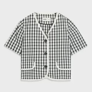 [미쏘] V넥 체크 가디건형 자켓 (MIWJKC812G-T)