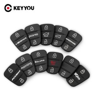 KEYYOU 고무 버튼 패드 현대 Picanto Solaris RIO Sportage Kia Verna 플립 접이식 자동차 키 쉘 케이스 용