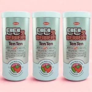 텐텐영양제 한미약품텐텐 딸기맛 츄정 400g 100정 3개 멀티비타민 비타민젤리 청소년 키