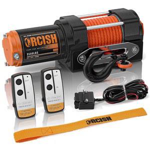 ORCISH 업그레이드 1,587.6kg(3500파운드) 12V DC 전기 윈치, 견인용 ATV/UTV 윈치 키트, 0.6 x 9.2m(1/4 30피트) 합성 로프, 무선 휴대용 리모컨 및 유선 제어 복구, 쉬운 조립