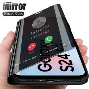 스마트 뷰 미러 S24F 코크 5G S24 가죽 갤럭시 마그네틱 케이스