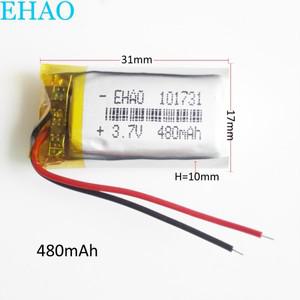 리튬 폴리머 LiPo 충전식 배터리 101731 셀 Mp3 GPS 스마트 워치 스피커 녹음기 LED 조명 팔찌 3.7V 480mAh