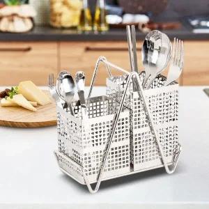 2단 수저통 스텐 정리함 사각 업소용 숟가락통 티스푼통 수저걸이_23145444
