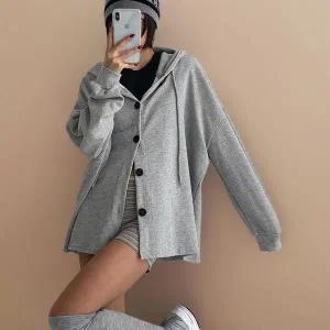 [하프클럽/]여자 커플룩 아방핏 빅사이즈 후드 긴팔 가을 가디건