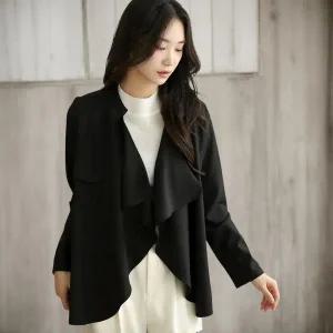[하프클럽/]여자 가을 오피스룩 러플 트렌치 박시핏 노버튼 자켓
