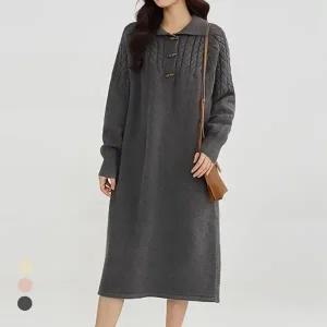 KARRA 카라우드스틱버튼니트원피스_A4W0314