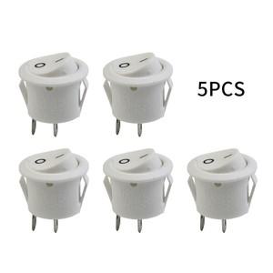 5개 소형 원형 보트 로커 스위치 화이트 미니 소형 2핀 터미널 SPST ON-OFF 스냅인 20mm 12V