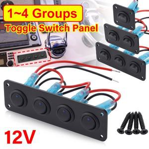 12V USB 토글 스위치 패널 1-4 갱 자동차 보트 해양 RV 트럭 파란색 LED 링 액세서리 로커 범용