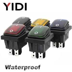 30x22 헤비 듀티 방수 로커 스위치 12V 빨간색 LED 220V 조명 16A 250VAC KCD4-201 DPST 4핀